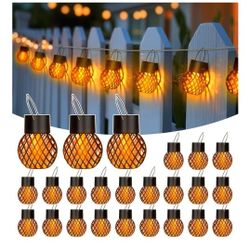 Solar Hanging Lantern Flame Lights for Outdoor Decoration. 24 pcs Pack
