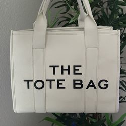 Chic Cream Tote with Bold Black Text