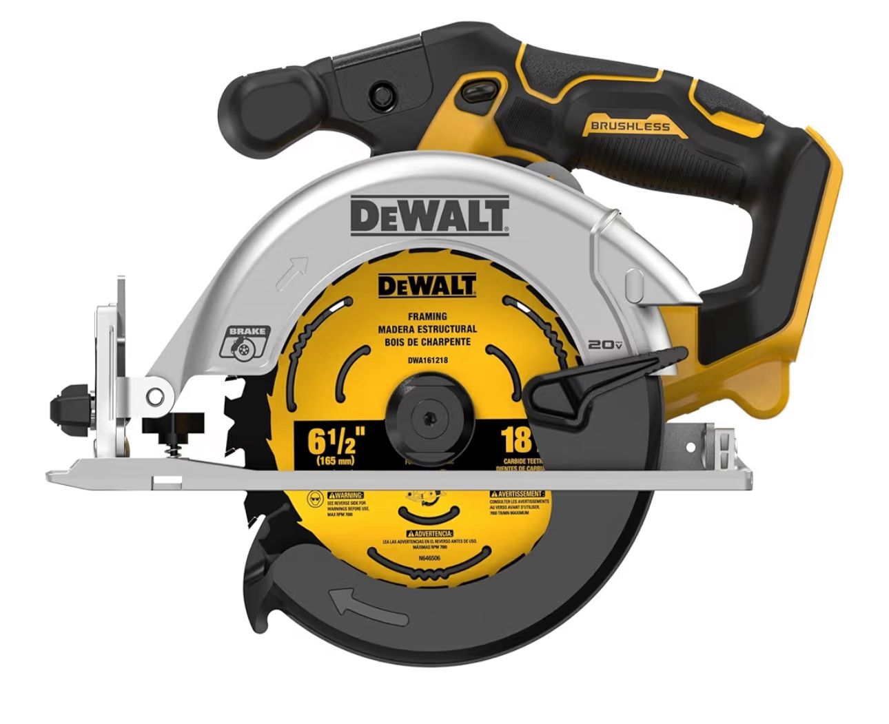 DEWALT 20V  XR Cordless Brushless 6-1/2 in. Sidewinder Style Circular Saw (Tool Only)