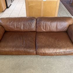 Scandinavian Designs Cognac Leather Sofa – Mid Century Modern Couch