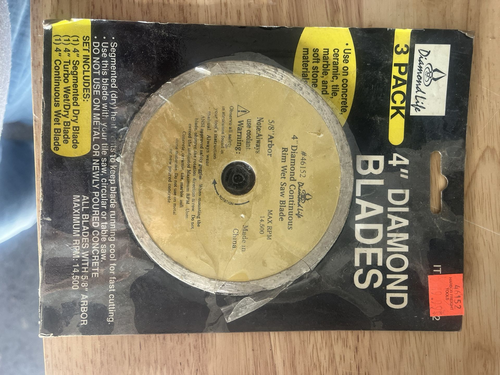 3 Pack Of 4 Inch Diamond Saw Blades
