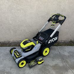 RYOBI 40V HP Brushless 21" Whisper Series Cordless Walk-Behind Multi-Blade Push Lawn Mower w/(2) 4.0 ah Batteries & Charger