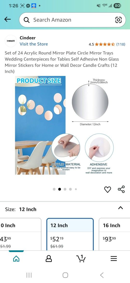 Set of 24 Acrylic Round Mirror Plate Circle Mirror Trays Vedding Centerpieces for Tables Self Adhesive Non Glass Miror Stickers for Home or Wall Decor