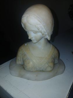 Antique Alabaster Marble Bust Sculpture of a Woman