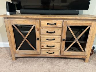 Wood rustic farmhouse Entertainment center Tv stand