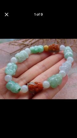 Certificate Jadeite jade 3 colors Burmese Wealth 3 Green red white Dragon Bracelet bangle 7-7.5inches 