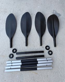 set of Intex 86-inch aluminum kayak paddles designed to collapse into four pieces for easy storage
