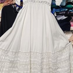Size 12 white cotton long dress