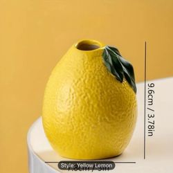 Ceramic Lemon Fruit Bud Flower Yellow Vase