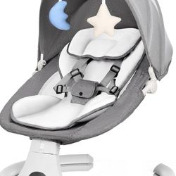 3-in-1 Baby Swing & Infant Rocker – Portable, Remote Control, 5-Point Harness, Adjustable Speeds & Timer, Built-In Music (0–12 Months, Grey)