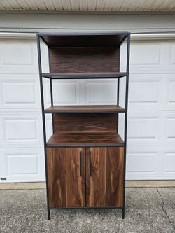 Sauder Nova Loft Metal & Wood 3-Shelf Bookcase with 2-Door Storage Cabinet Modern Industrial