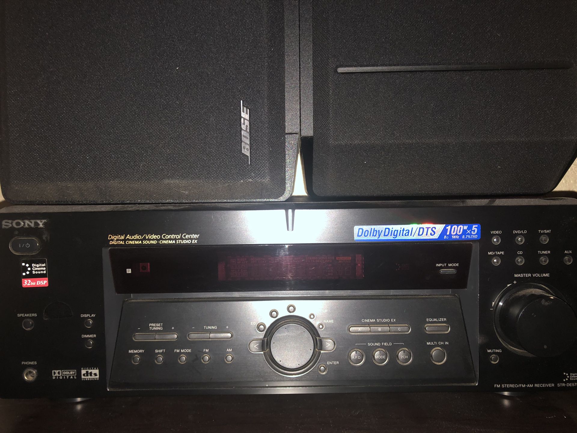 Sony Receiver and Two Bose Speakers