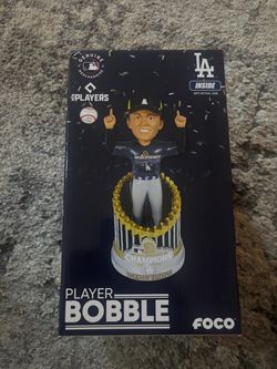 Yoshinobu Yamamoto Los Angeles Dodgers FOCO 2024 World Series Champions 8" Fanatics Exclusive Player In Trophy Bobblehead