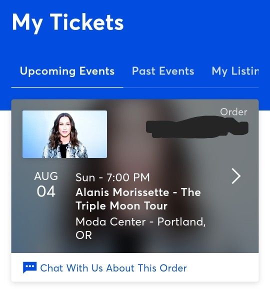 Alanis Morissette - The Triple Moon Tour Tickets (X2)