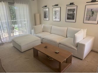 White Modular Sectional Sofa With Ottoman