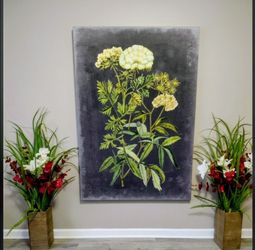 Oversized Large Botanical Floral Canvas Wall Art 32"x48"