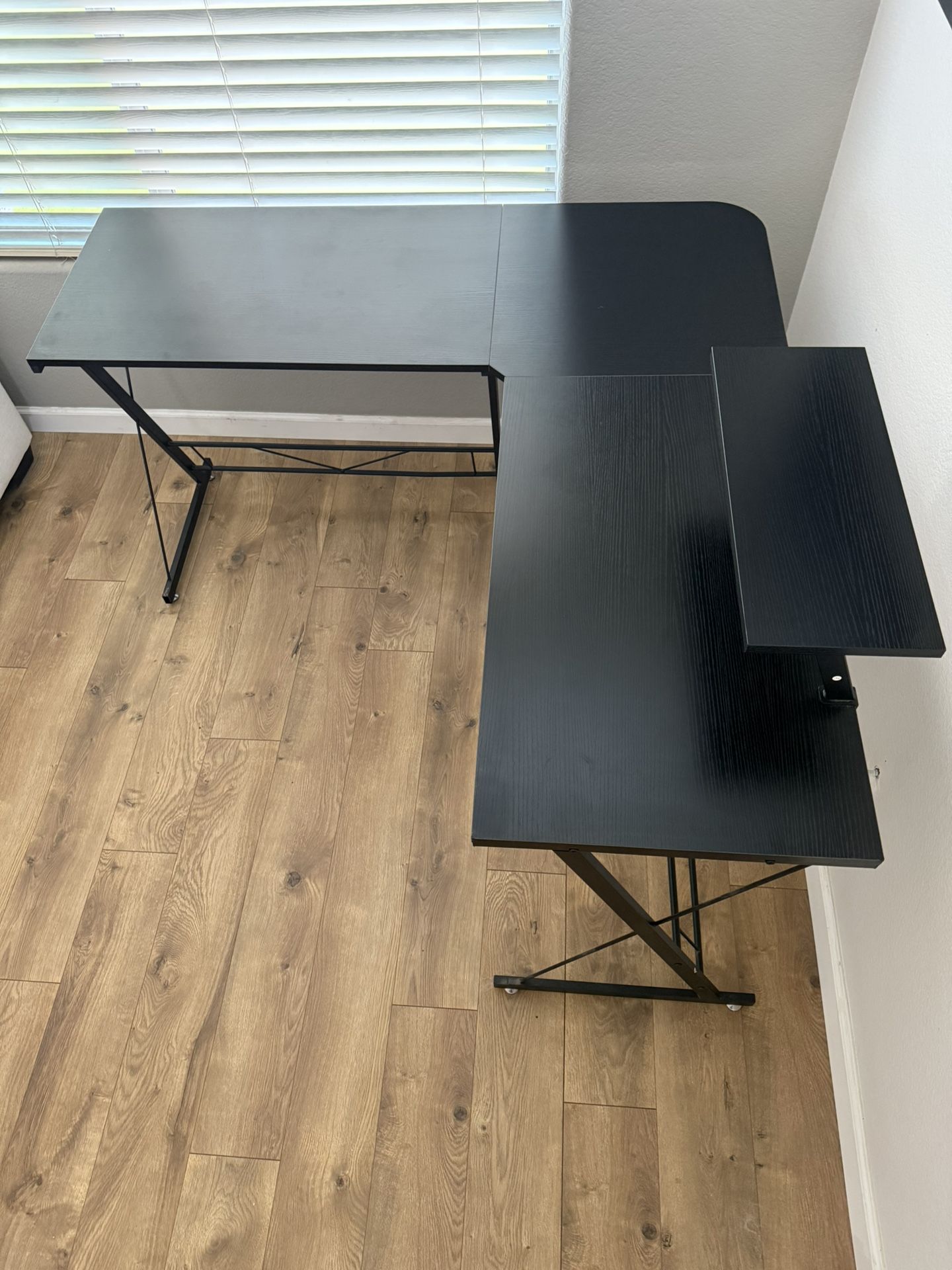 L Shaped Desk Workstation with Large Monitor Stand Black51 Inch