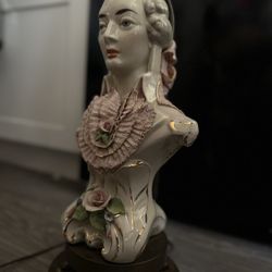 Vintage Porcelain Bust Two Lamps Set