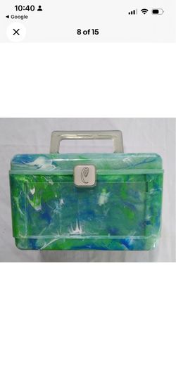 Vintage Caboodles Color Collisions Green Marble Tote Organizer.