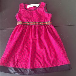 Vibrant Pink Kids Dress with Pattern