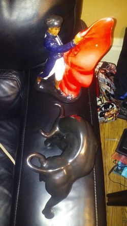 Vintage ceramic bull and matador