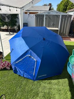 Huge beach umbrella SPORT-BRELLA PREMIERE REG UMBRELLA SHELTER FOR SUN RAIN PROTECTION - BLUE 7Ft