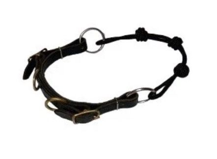 Horse Tack Bosal Black 12" Rope 3 Knots with Leather Chinstrap Preowned