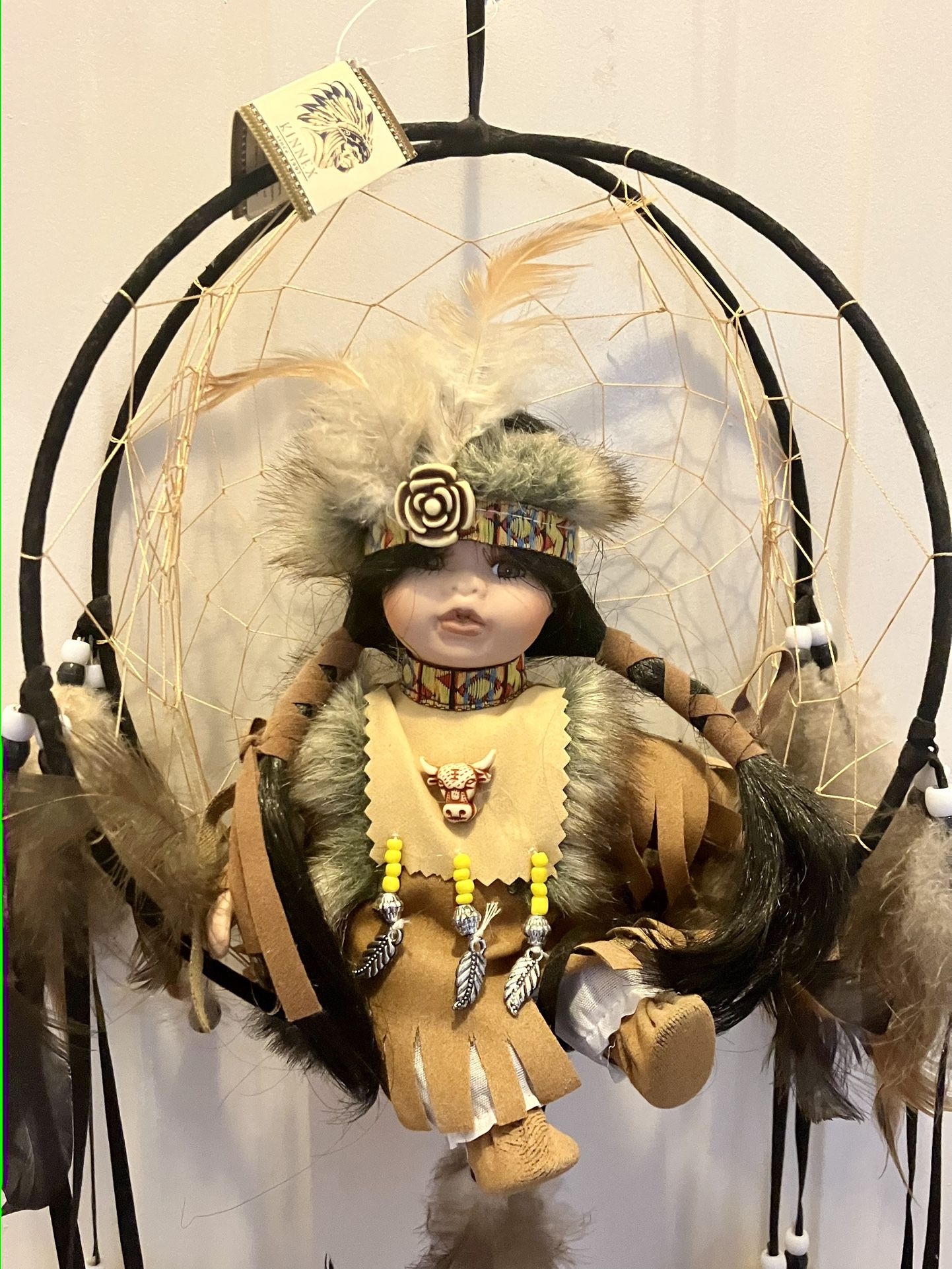 KINNEX NATIVE AMERICAN GIRL PORCELAIN DOLL DREAMCATHER 10" ‼️ Hard To Find ‼️ Price Is FIRM ‼️