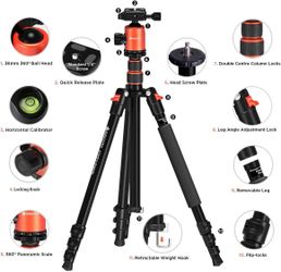 Geekoto 77” Camera Tripod for DSLR - Heavy Duty & Compact