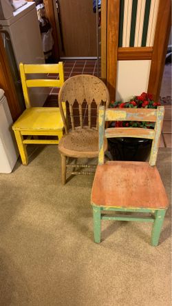 3 wooden children’s chairs need to be refinished solid wood