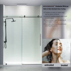 WOODBRIDGE 57.5"-60" x 76" Frameless Sliding Shower Door (Brushed Nickel) – NEW IN BOX