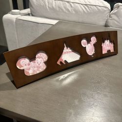 Disney Parks Magic Kingdom Icons Balloon, Mickey, Space Mountain, Castle Shape Wood Picture Frame