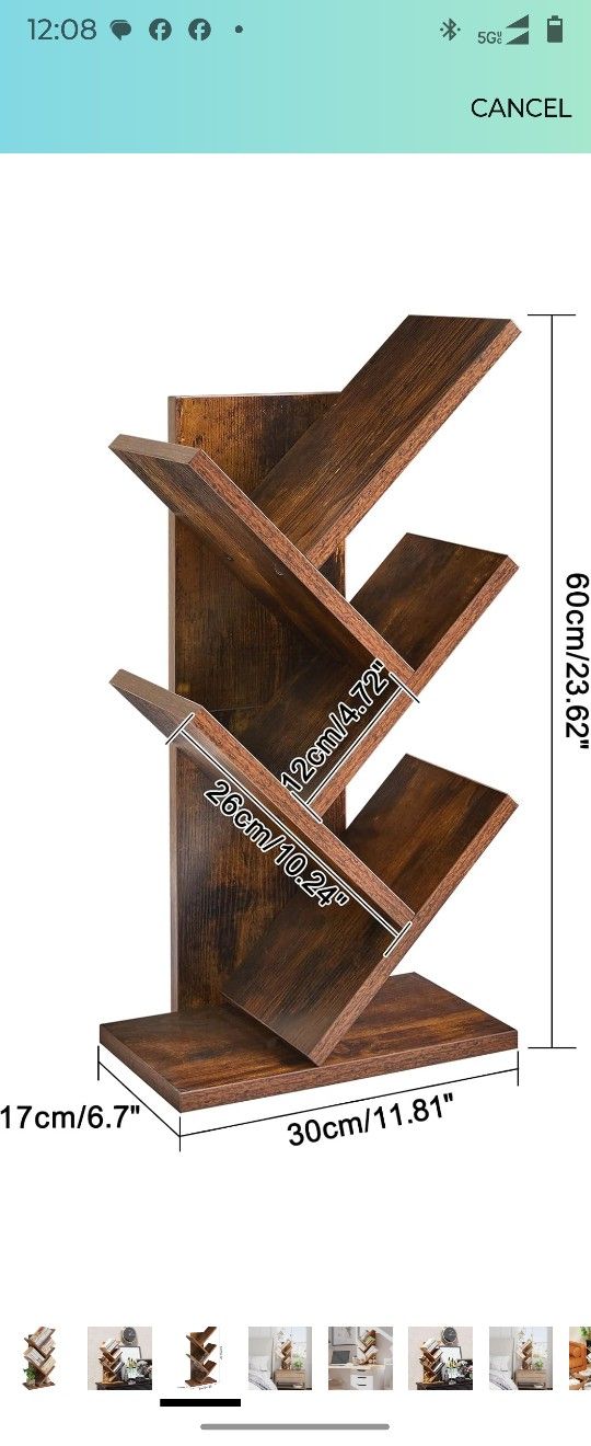 Tree Bookshelf, 4-Tier Book Storage