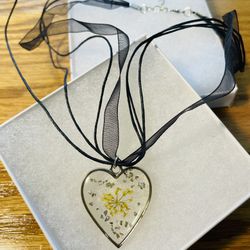Handmade Pressed Flower Pendant With Necklace 