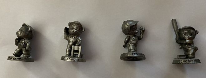 Set of 4 Avon Pewter Bears