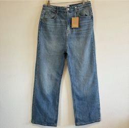 Reformation Wilder High Rise Wide Leg Cropped 28” Jeans Merritt Size 31