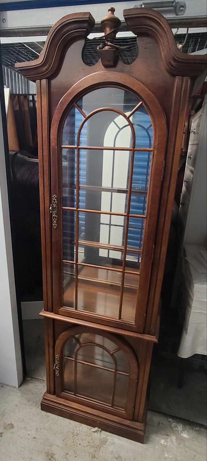 Elegant Illuminated Corner Curio – Cherry Wood & Glass, Great Deal!
