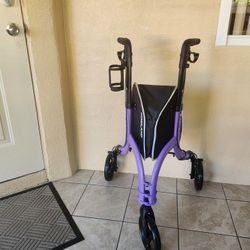 3-Wheel Foldable Mobility Walker for Seniors - Lightweight Adjustable Frame (Purple)