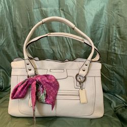 COACH Ivory Pebbled Leather Satchel