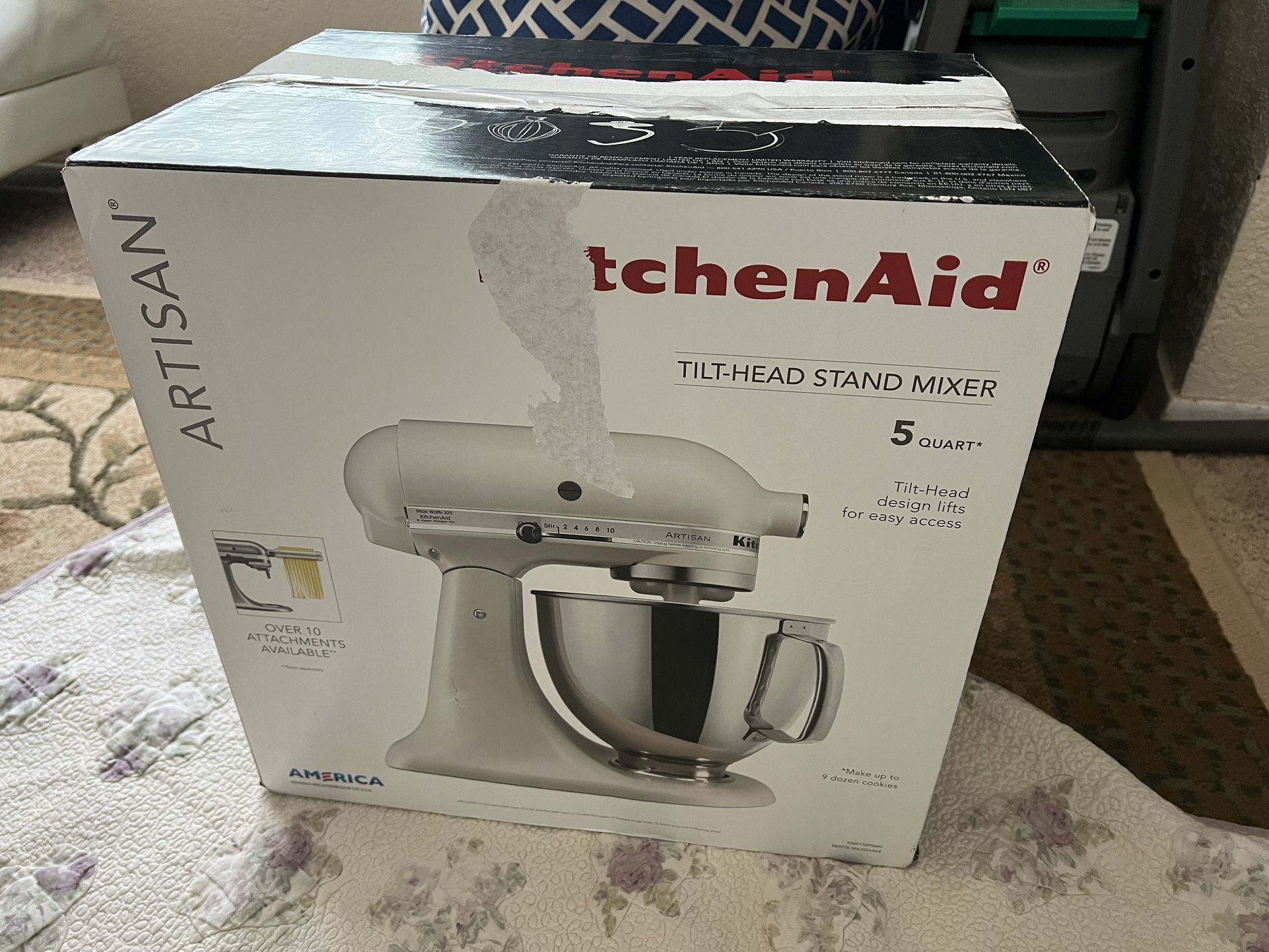 kitchen aid tilt head stand mixer 5 quart open box NEVER USED