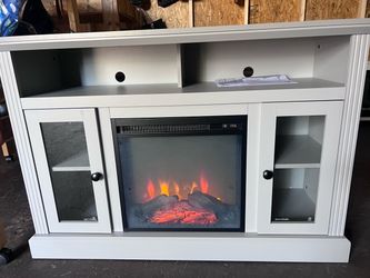 New modern tv stand with electric fireplace heat 🔥 hold up to 55inch tvs