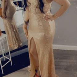 Prom Dress Sequins Gold 