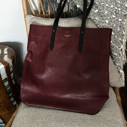 rag & bone red 100% leather carry all tote