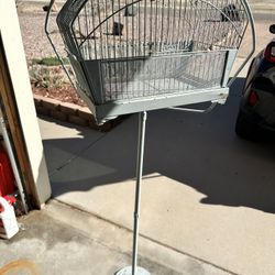 Crown antique birdcage with stand
