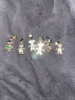 14k Kids Color Stone Pendants
