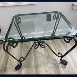Wrought Iron Center Pc Table With 1 End Table