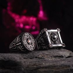 "Anatolian" Medieval Revival Engraved Ring Lit
