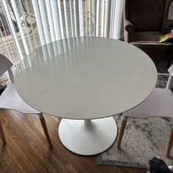 Modern White Dining Table And 2 Chairs 