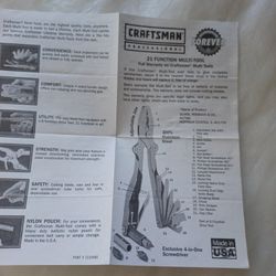 CRAFTSMAN PROFESSIONAL 21 MULTI- TOOL,ALL STAINLESS STEEL AND LEATHER CARRYING CASE