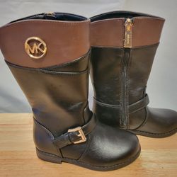 Michael Kors Joslyn Girls Knee High Black Brown Boots Size 8